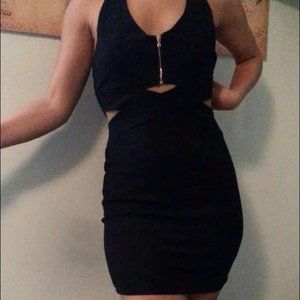Halter Black Dress with Cut-Outs